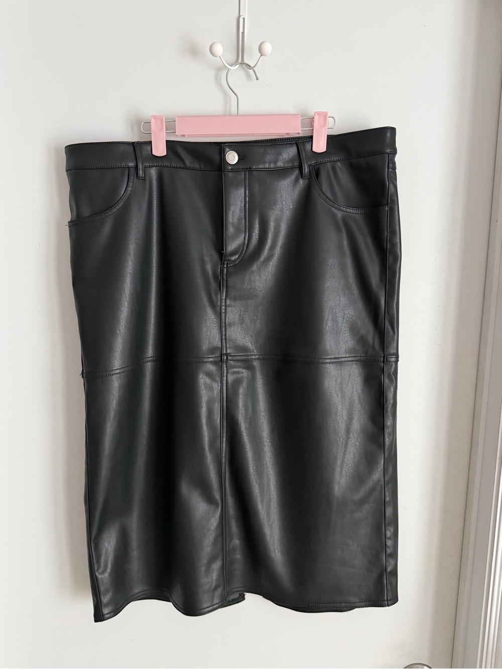 H&M Black Faux Leather Pencil Skirt